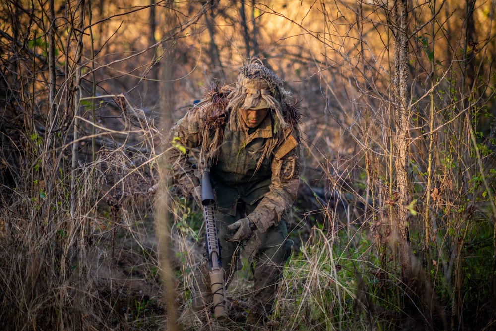 A Soldier simulates stalking