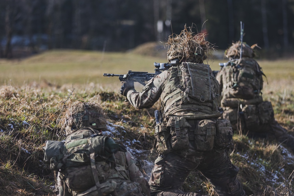 Royal Military Academy Sandhurst Officer Cadets train at Grafenwoehr Training Area