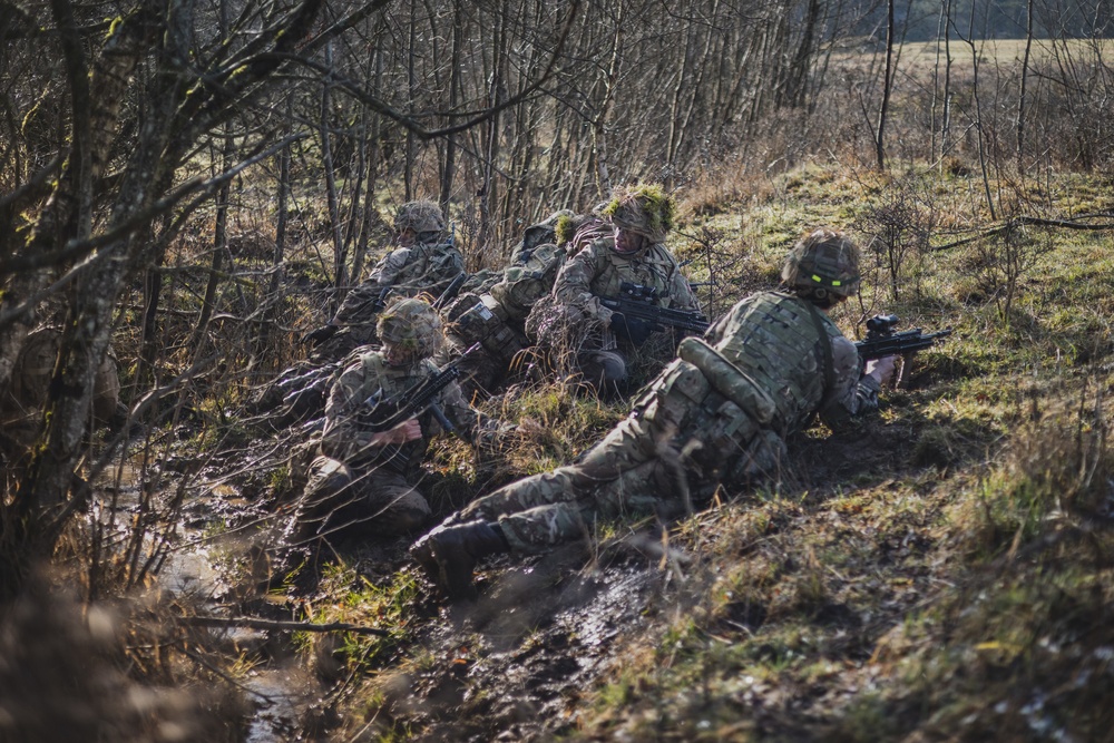 Royal Military Academy Sandhurst Officer Cadets train at Grafenwoehr Training Area