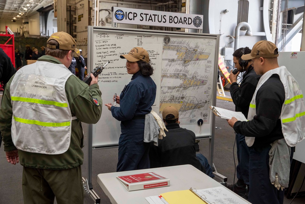 Abraham Lincoln conducts 8010 fire drill