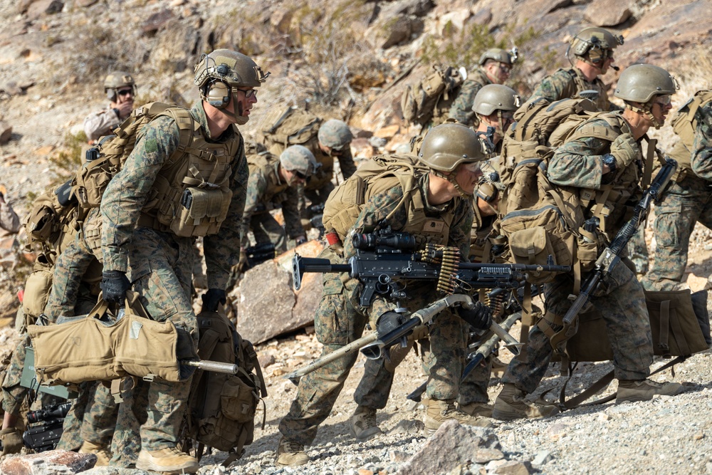 U.S. Marines with 3rd Battalion, 5th Marine Regiment, participate in a Company Level Attack exercise