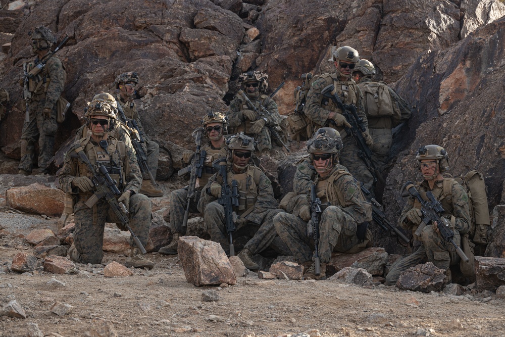 U.S. Marines with 3rd Battalion, 5th Marine Regiment, participate in company level attack exercise