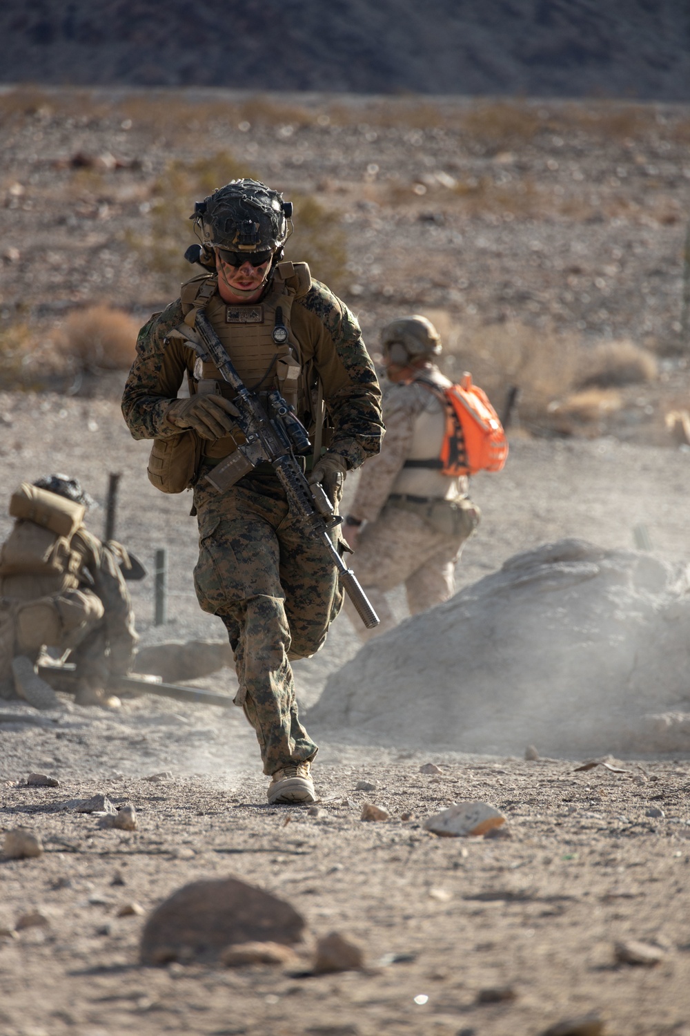 U.S. Marines with 3rd Battalion, 5th Marine Regiment, participate in company level attack exercise