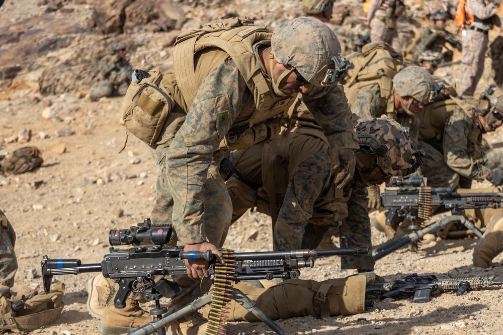 U.S. Marines with 3rd Battalion, 5th Marine Regiment, participate in company level attack exercise