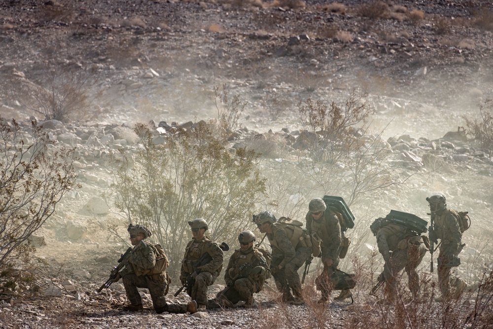 U.S. Marines with 3rd Battalion, 5th Marine Regiment, participate in company level attack exercise