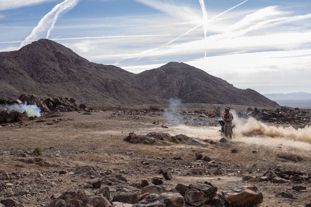 U.S. Marines with 3rd Battalion, 5th Marine Regiment, participate in company level attack exercise