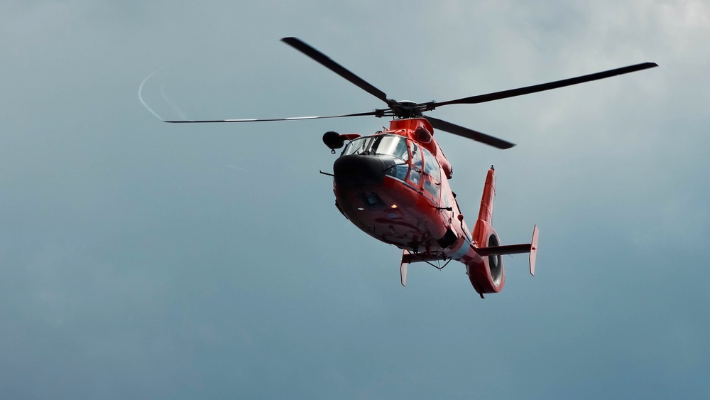 U.S. Coast Guard Dolphin helicopter crew trains in Guam
