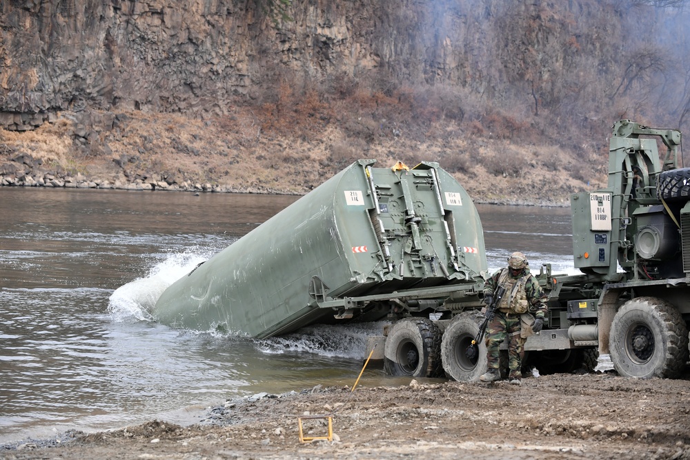 2nd Infantry Division Sustainment Brigade Builds Pontoon Bridge