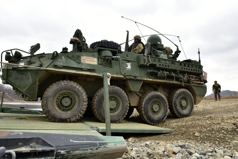 2nd Infantry Division Sustainment Brigade Builds Pontoon Bridge