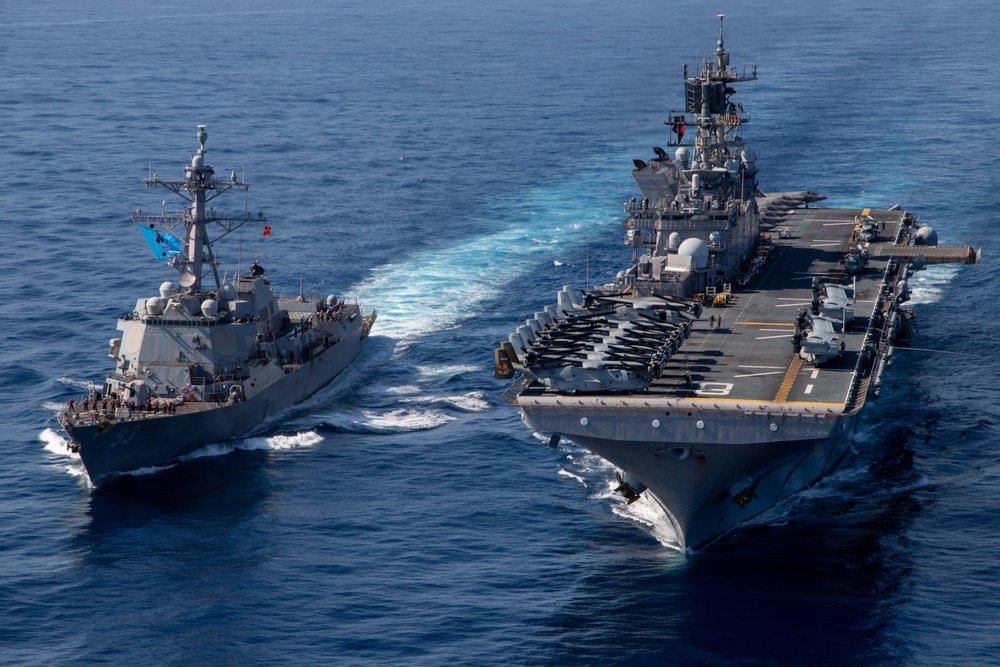 USS Makin Island and USS Chung Hoon Photo Exercise and RAS.