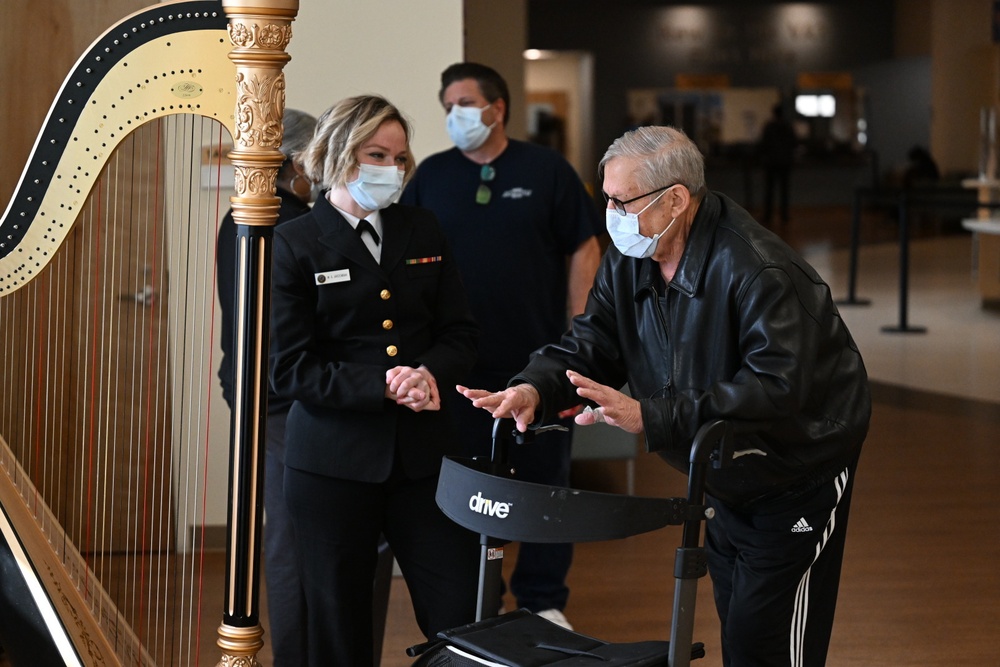 Navy Harpist plays for veterans