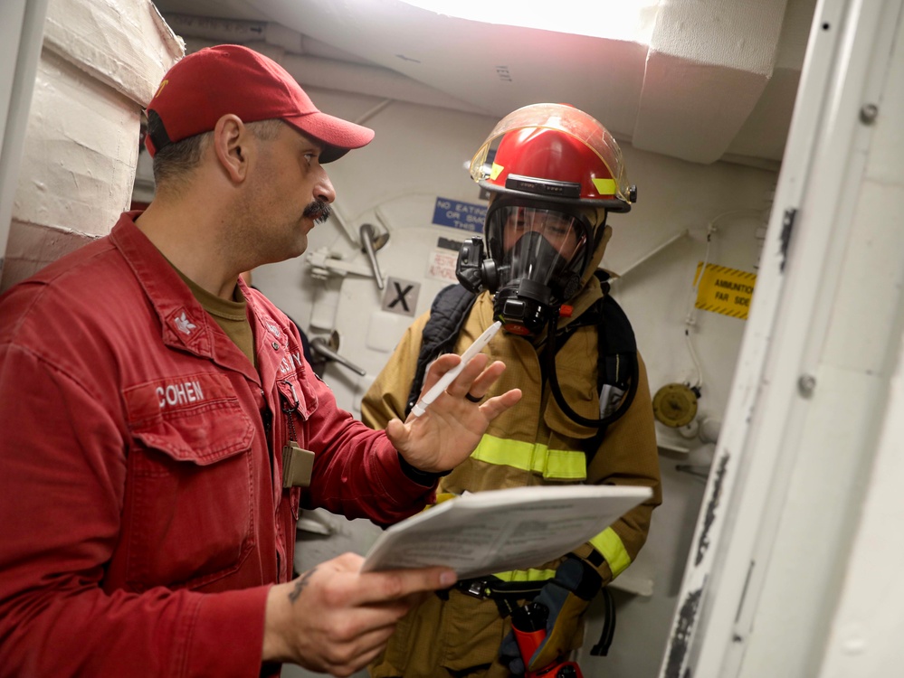 USS Milius (DDG 69) Conducts Damage Control Drill While Operating in the Sea of Japan