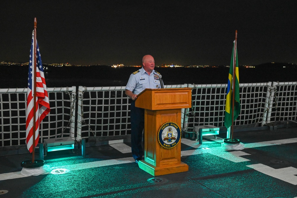 USCGC Stone hosts reception for Brazil officials and armed forces personnel