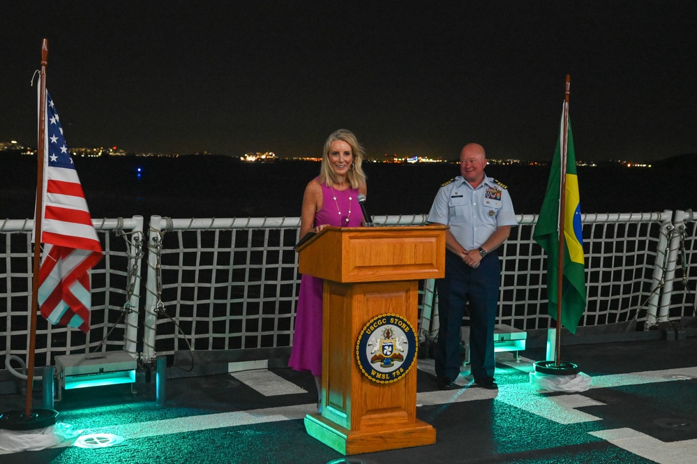 USCGC Stone hosts reception for Brazil officials and armed forces personnel