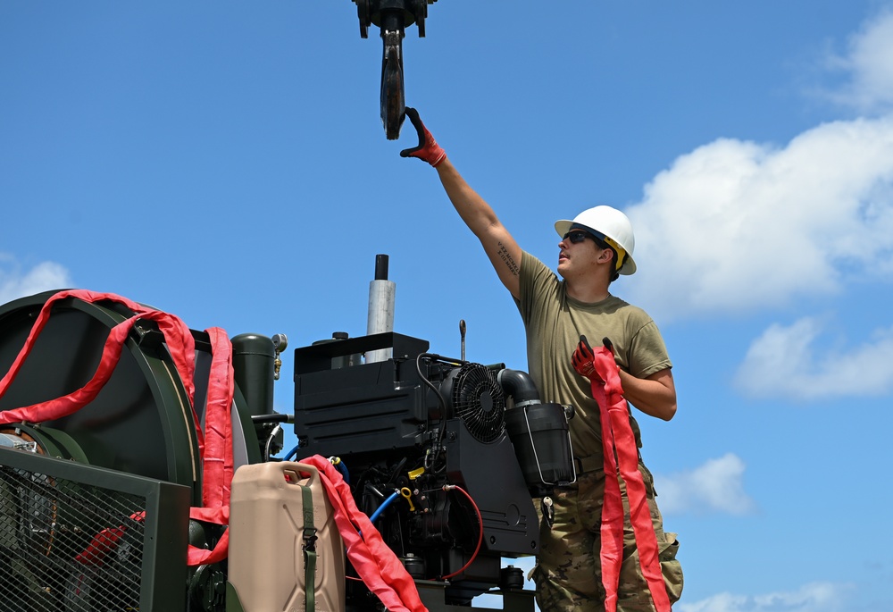 The 36th Civil Engineering Squadron replaces an arresting system to ensure flightline safety