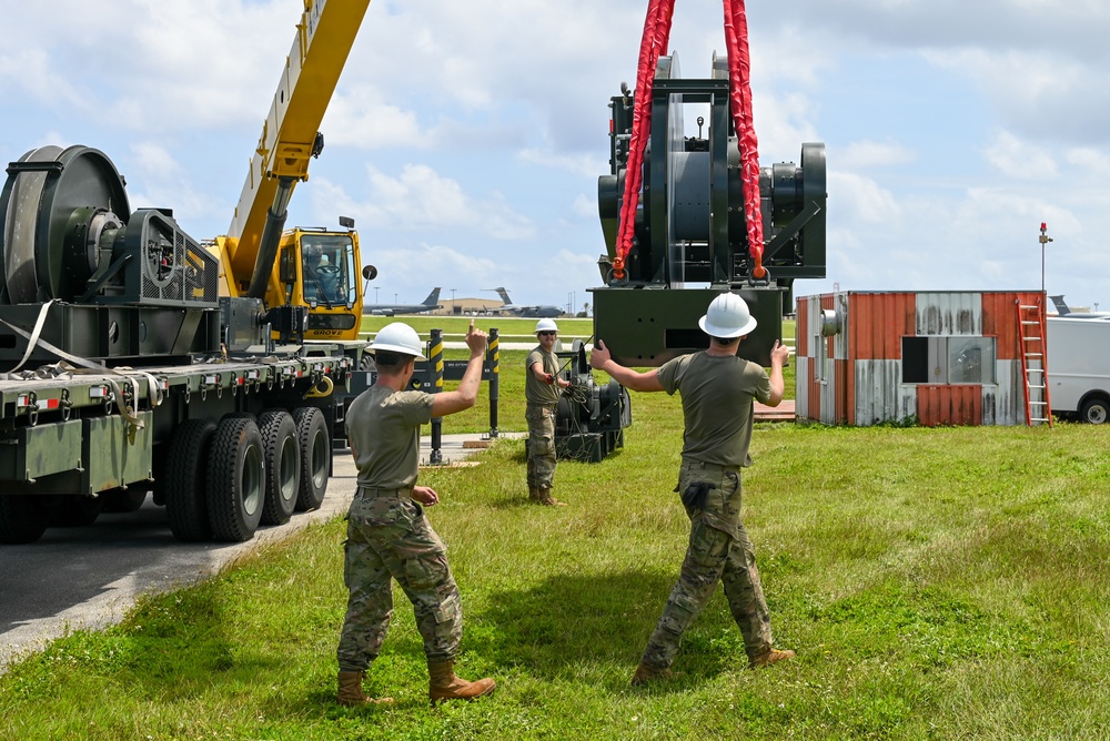 The 36th Civil Engineering Squadron replaces an arresting system to ensure flightline safety