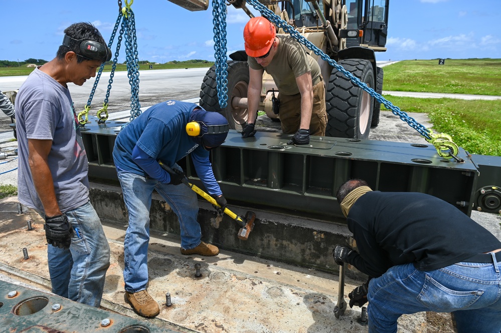 The 36th Civil Engineering Squadron replaces an arresting system to ensure flightline safety