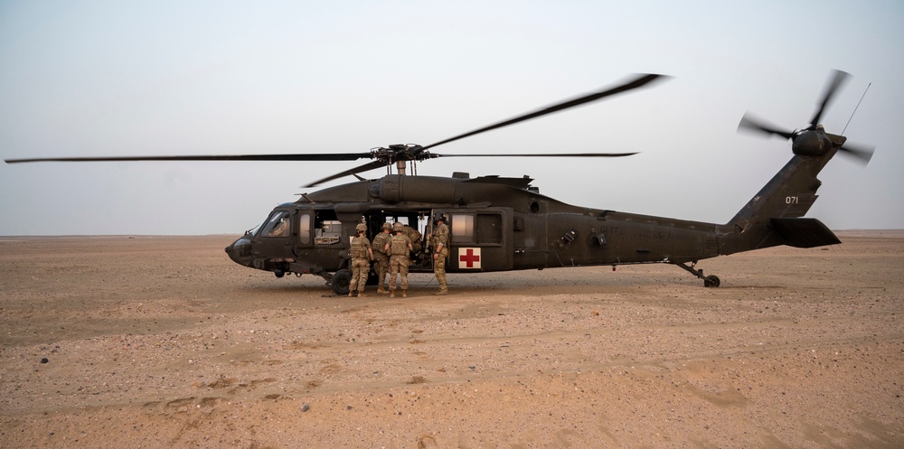 Army medics train for helicopter evacuations