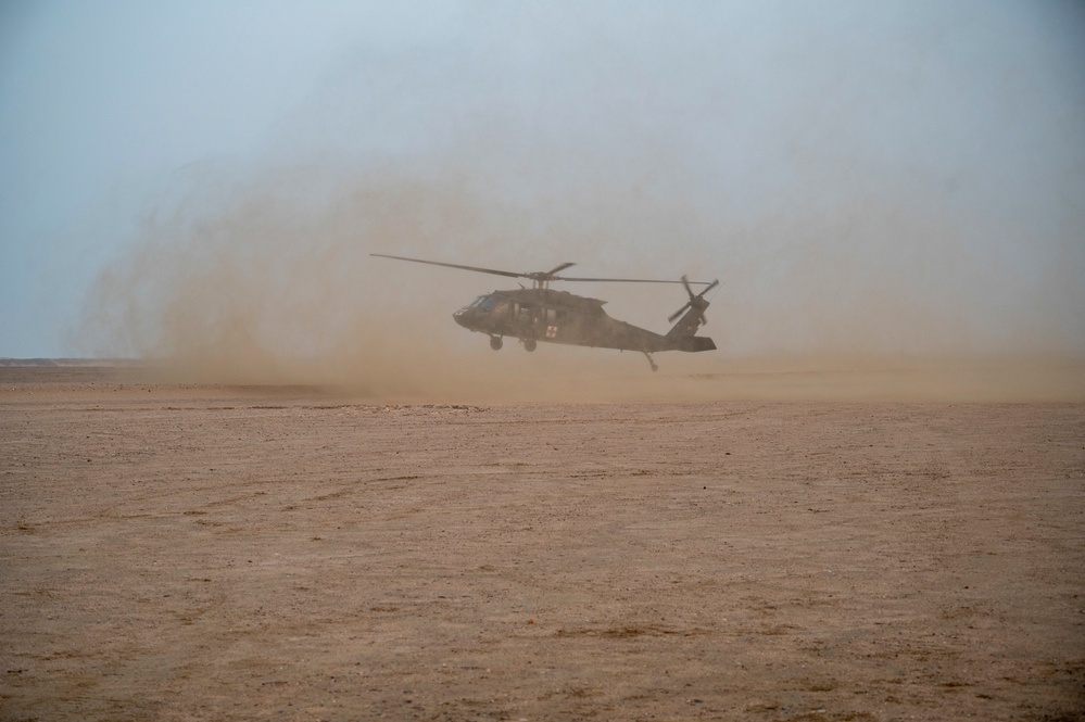 Army medics train for helicopter evacuations