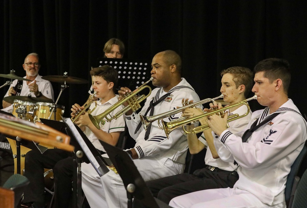 U.S. 7th Fleet Band Performs with Students from Trinity Lutheran College Band