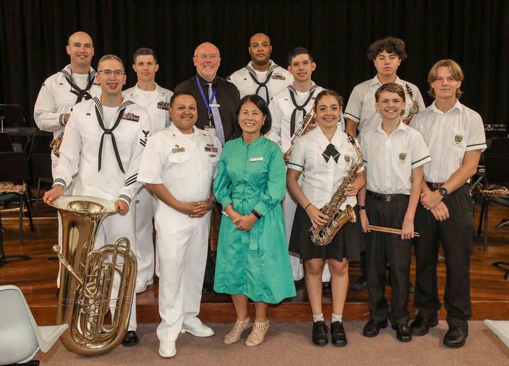 U.S. 7th Fleet Band Performs with Students from Trinity Lutheran College Band
