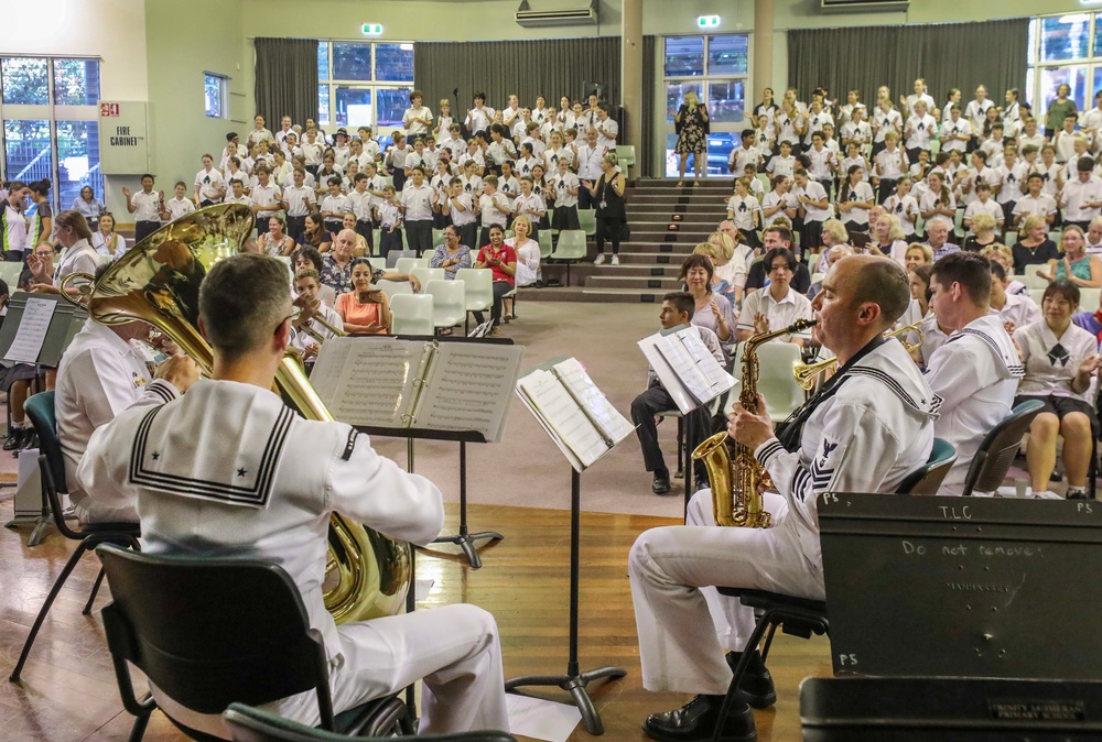 U.S. 7th Fleet Band Performs with Students from Trinity Lutheran College Band