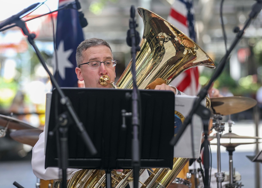 U.S. 7th Fleet Band Performs with Royal Australian Navy Band at Queen Street Mall