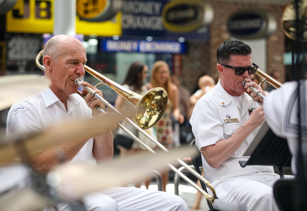 U.S. 7th Fleet Band Performs with Royal Australian Navy Band at Queen Street Mall