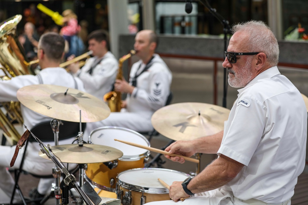 U.S. 7th Fleet Band Performs with Royal Australian Navy Band at Queen Street Mall