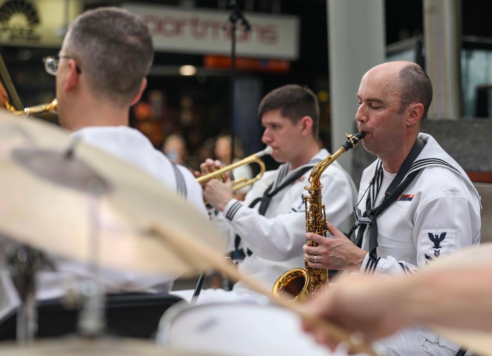 U.S. 7th Fleet Band Performs with Royal Australian Navy Band at Queen Street Mall