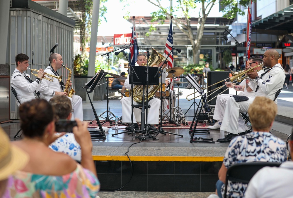 U.S. 7th Fleet Band Performs with Royal Australian Navy Band at Queen Street Mall