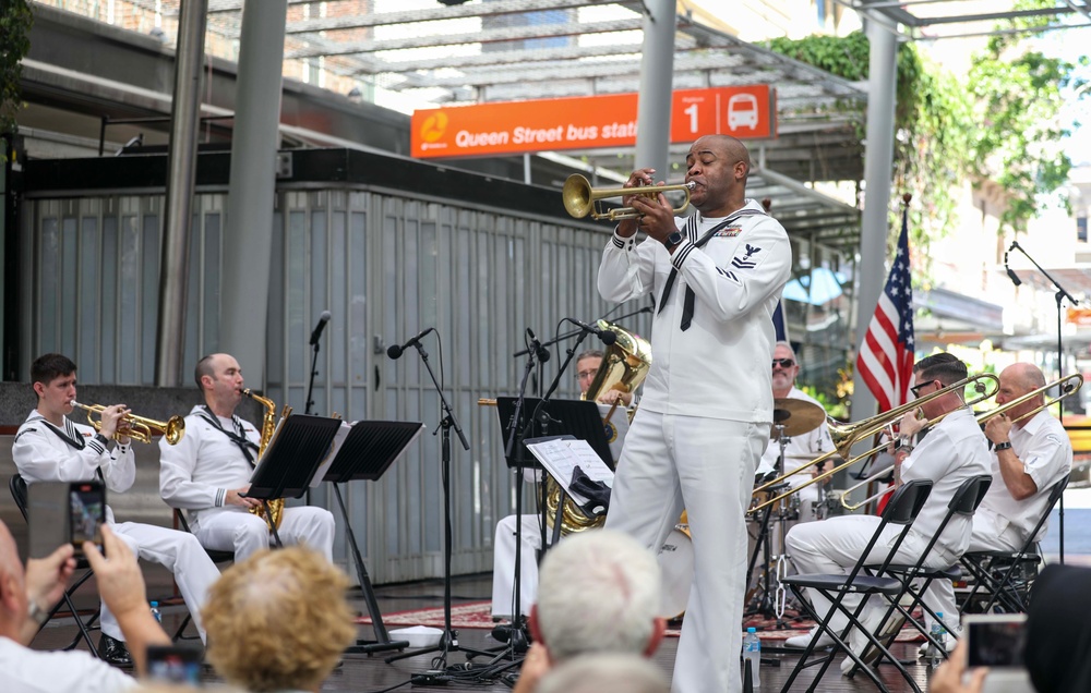 U.S. 7th Fleet Band Performs with Royal Australian Navy Band at Queen Street Mall