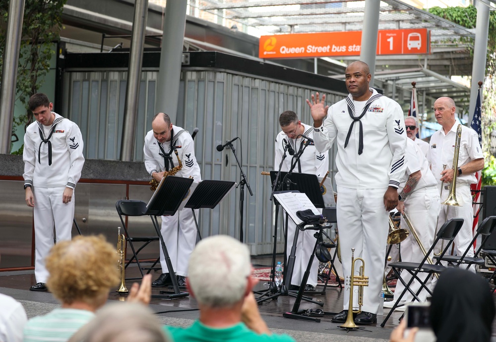 U.S. 7th Fleet Band Performs with Royal Australian Navy Band at Queen Street Mall