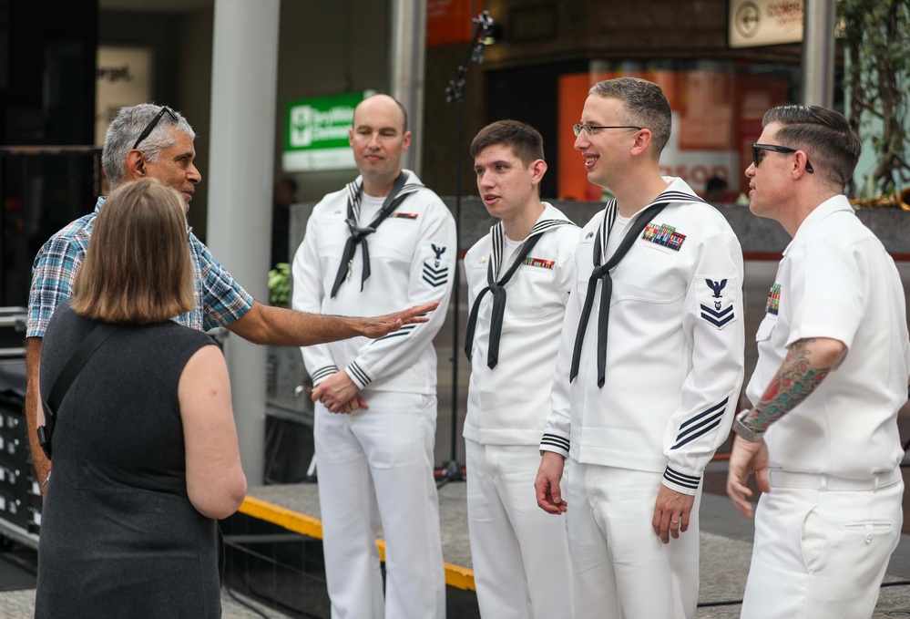 U.S. 7th Fleet Band Performs with Royal Australian Navy Band at Queen Street Mall