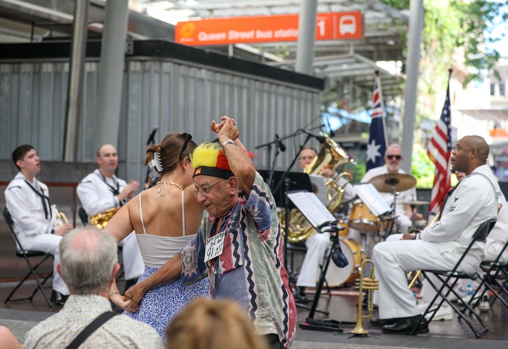 U.S. 7th Fleet Band Performs with Royal Australian Navy Band at Queen Street Mall