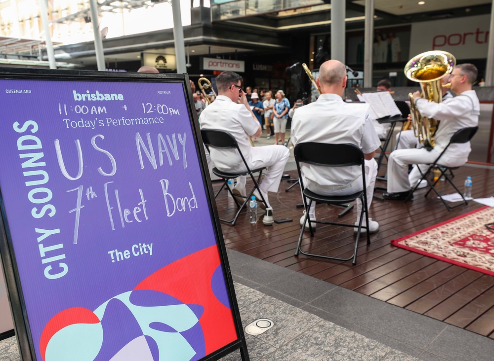 U.S. 7th Fleet Band Performs with Royal Australian Navy Band at Queen Street Mall