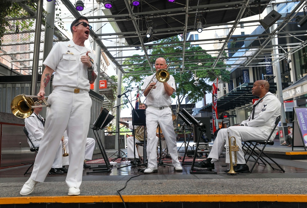 U.S. 7th Fleet Band Performs with Royal Australian Navy Band at Queen Street Mall