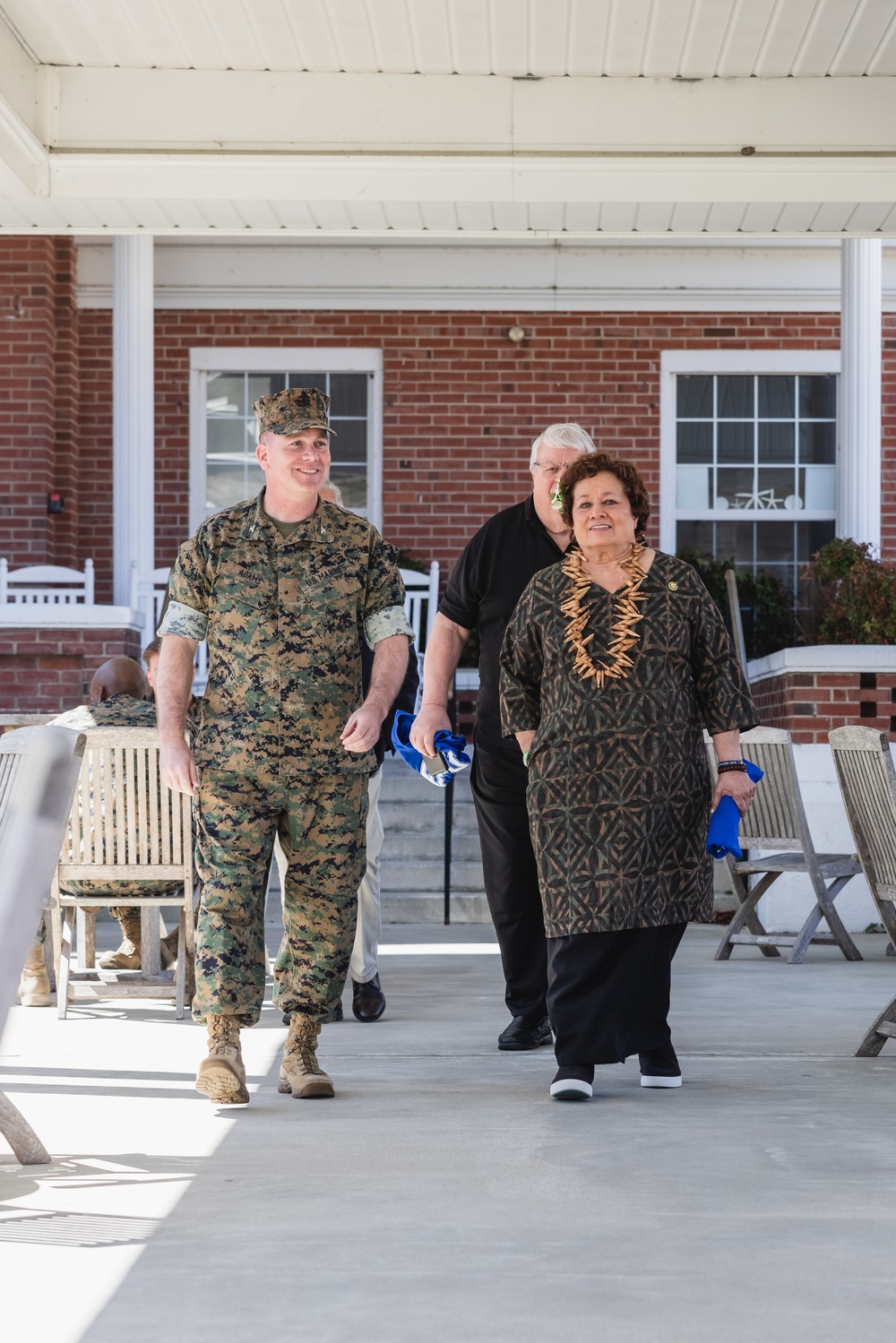 Congresswoman High Chief Uifa'atali Aumua Amata Coleman Radewagenn visits Camp Lejeune