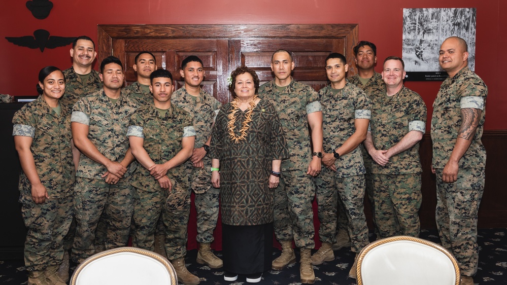 Congresswoman High Chief Uifa'atali Aumua Amata Coleman Radewagenn visits Camp Lejeune