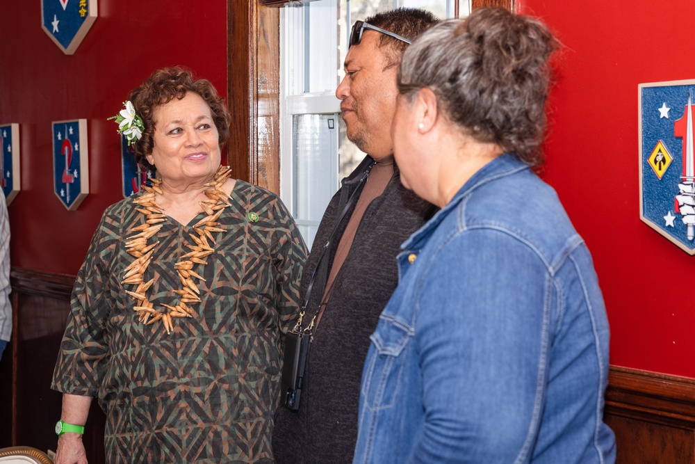 Congresswoman High Chief Uifa'atali Aumua Amata Coleman Radewagenn visits Camp Lejeune