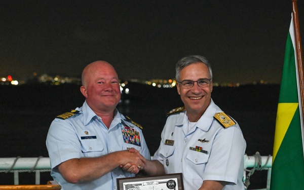 USCGC Stone hosts reception for Brazil officials and armed forces personnel