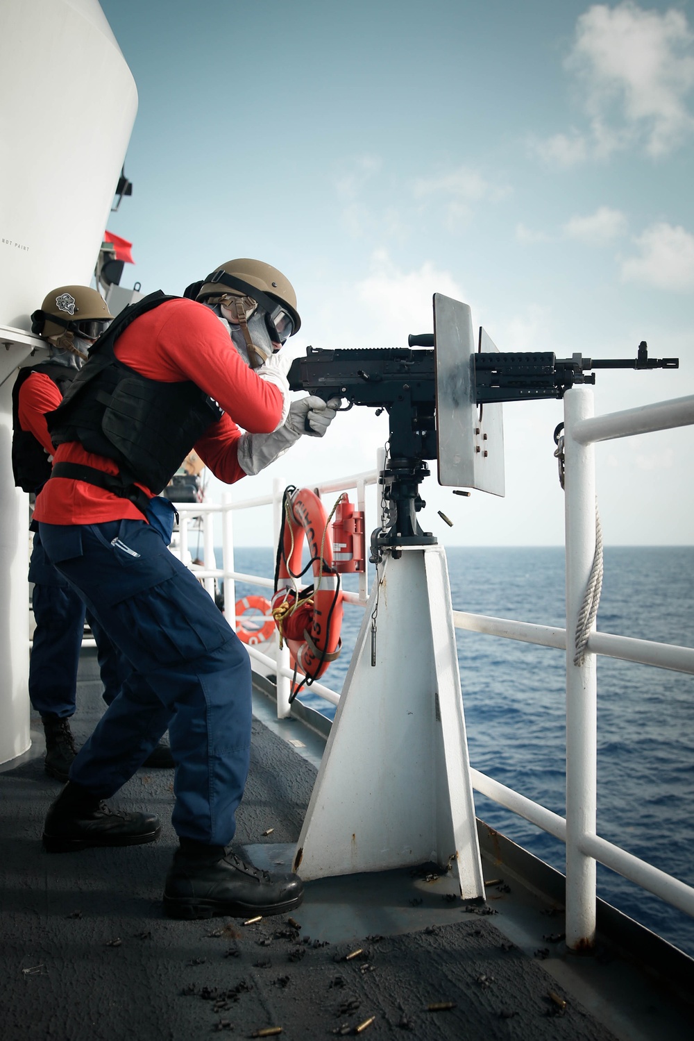 USCGC Stone conducts machine gun training in the Southern Atlantic Ocean