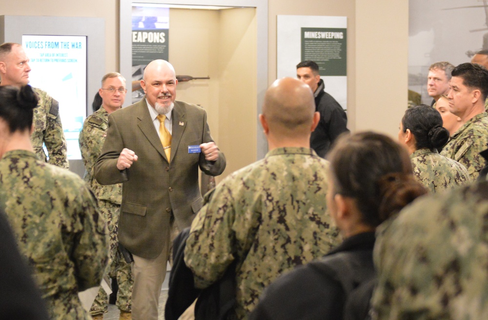 Sailor of the Year finalists from Naval Medical Forces Atlantic tour the Hampton Roads Naval Museum