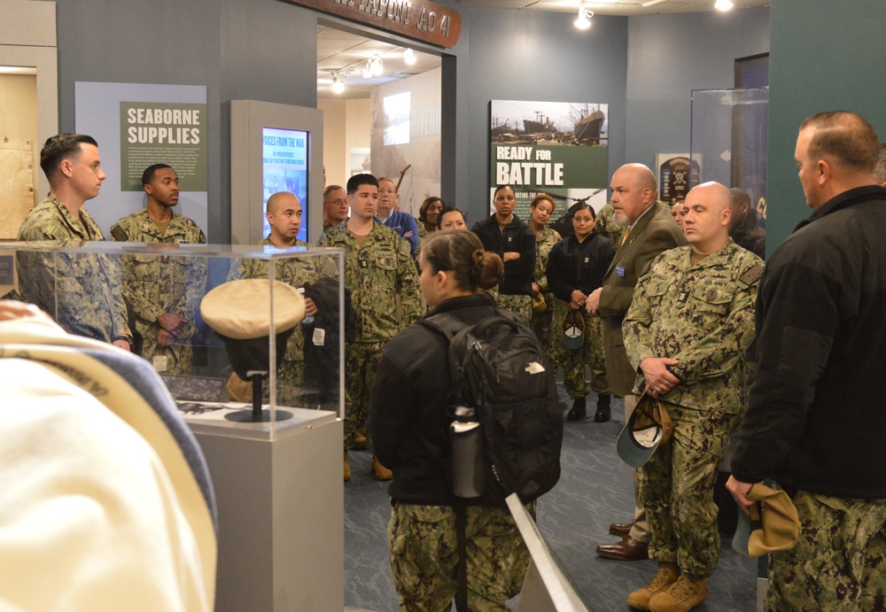 Sailor of the Year finalists from Naval Medical Forces Atlantic tour the Hampton Roads Naval Museum
