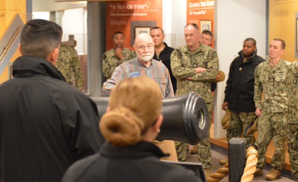 Sailor of the Year finalists from Naval Medical Forces Atlantic tour the Hampton Roads Naval Museum