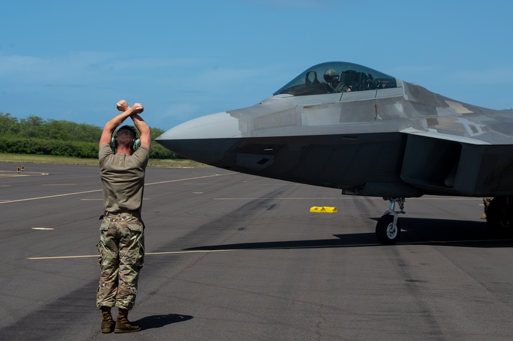 F-22 Raptors Successfully Rearmed in ACE Capabilities Milestone at Pacific Missile Range Facility (PMRF).