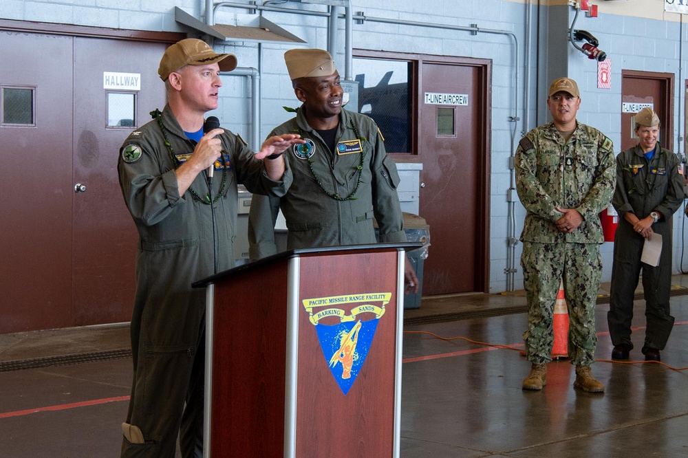 Rear Admiral Stephen Barnett, Commander, Navy Region Hawai`i, visits Pacific Missile Range Facility (PMRF).