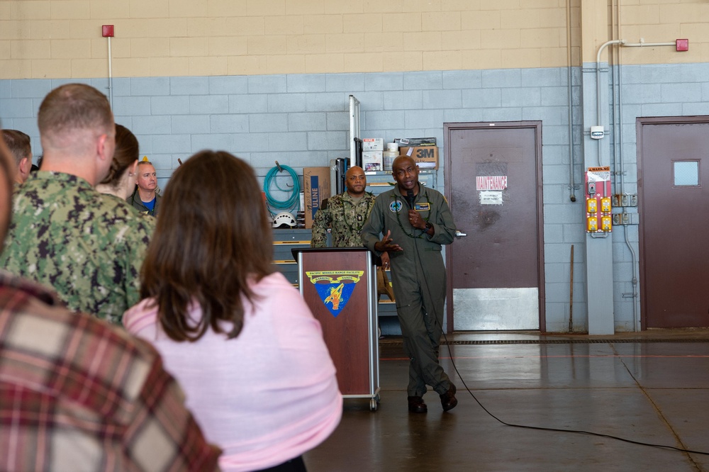 Rear Admiral Stephen Barnett, Commander, Navy Region Hawai`i, visits Pacific Missile Range Facility (PMRF).