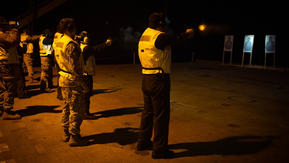 USS Carl Vinson (CVN70) Conducts A Small Arms Weapons Shoot