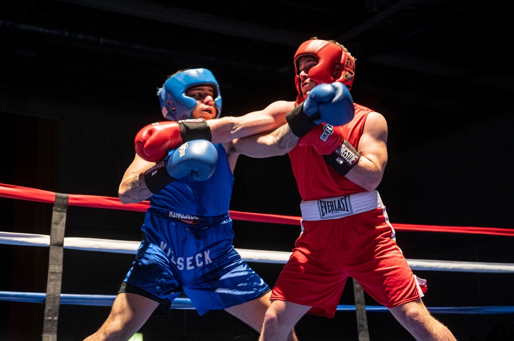 U.S. Army Soldiers Trade Punches during Boxing Match